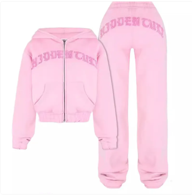 Women’s Retro Graphic Cropped Hoodie & Jogger Set