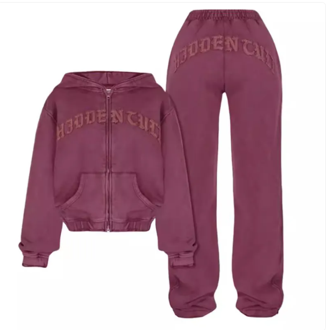 Women’s Retro Graphic Cropped Hoodie & Jogger Set